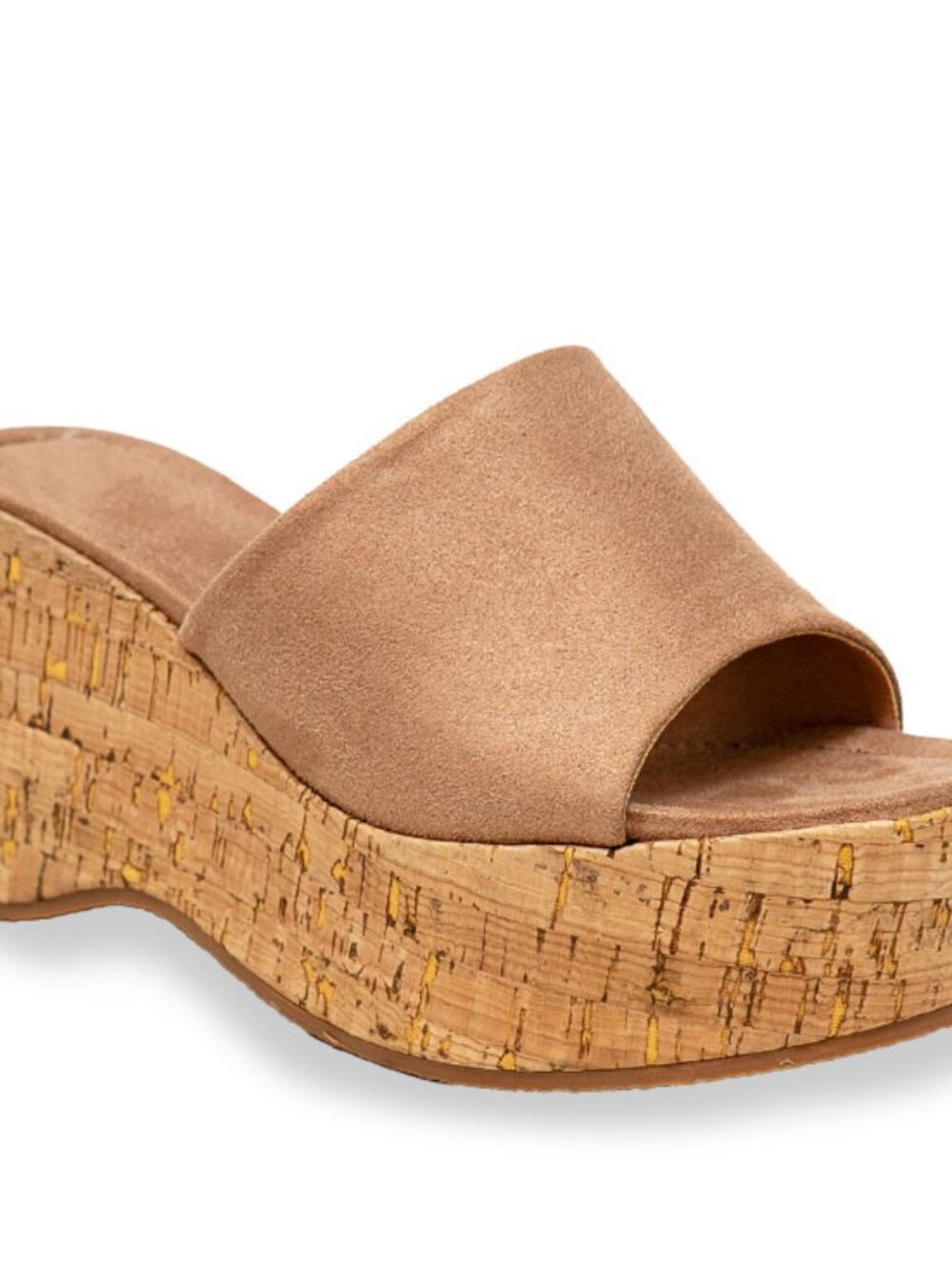 Women's Platform Wedge Slide Sandals Open Toe Slip On Cork Heel Casual Summer - Picture 4 of 4